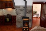 Central wood stove for cooler nights